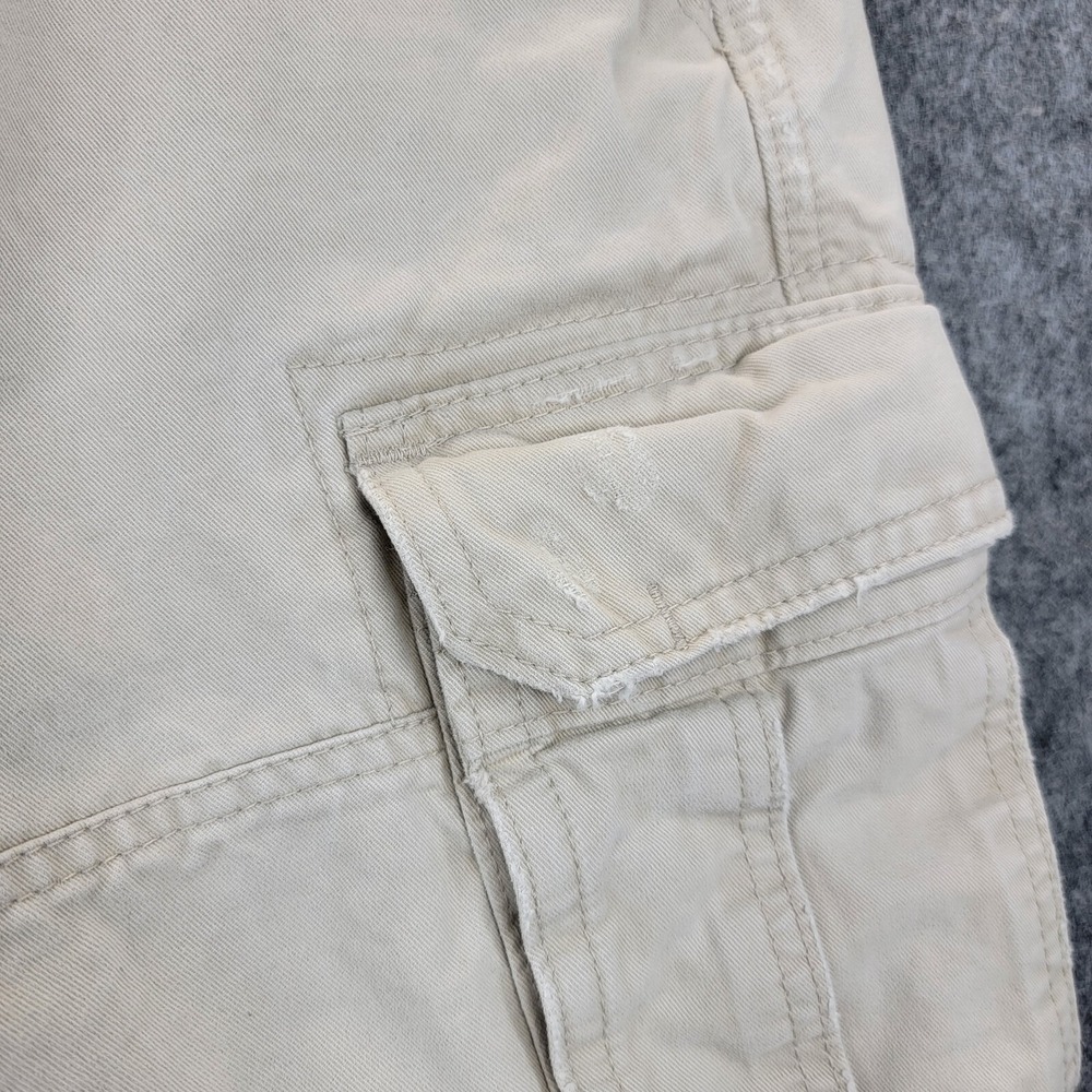 Abercrombie Fitch Shorts Mens 32 Khaki Tan Heavy Cargo Distressed Military Y2K - Picture 5 of 14